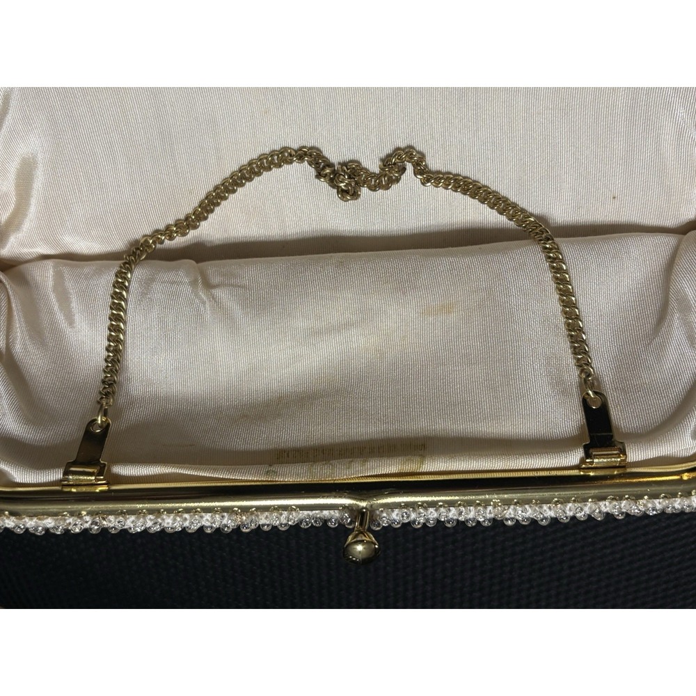 Vintage 1950-60s Lumiered Corde Beaded Hand Bag/Purse/Clutch Ivory/cream & Gold - Picture 12 of 14